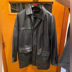 Wilson Black Leather Vintage Jacket Sz XL